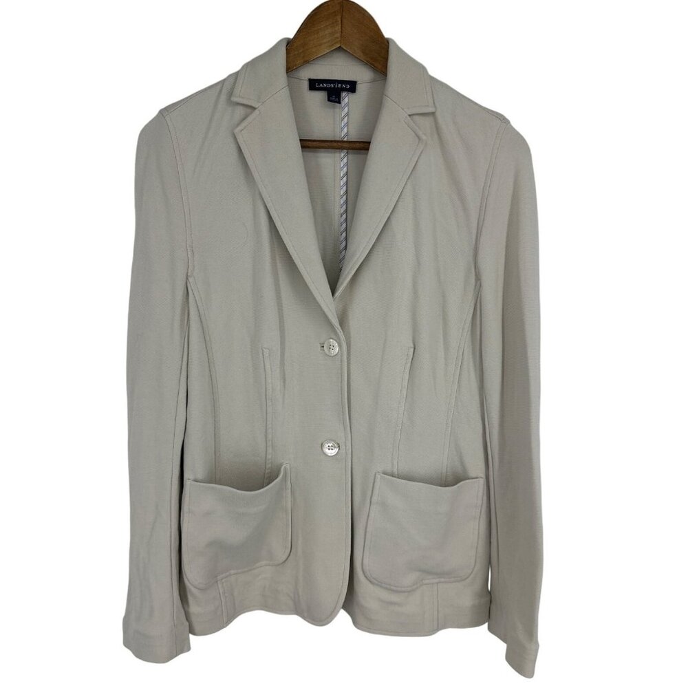 Lands End Womens Beige Blazer Jacket Size 10